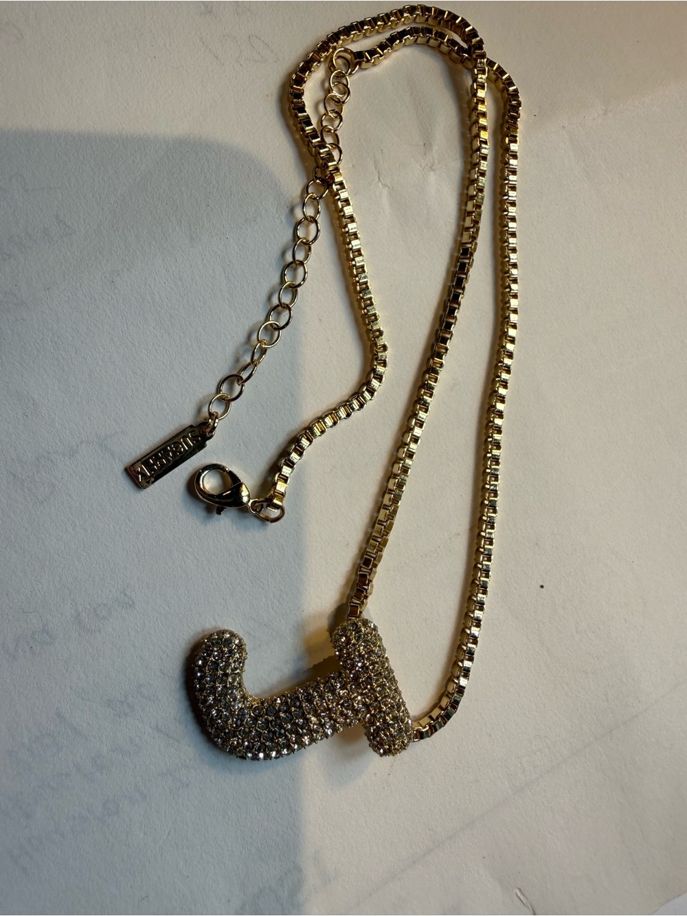 Source Unknown Gold Crystal Letter J Pendant Necklace